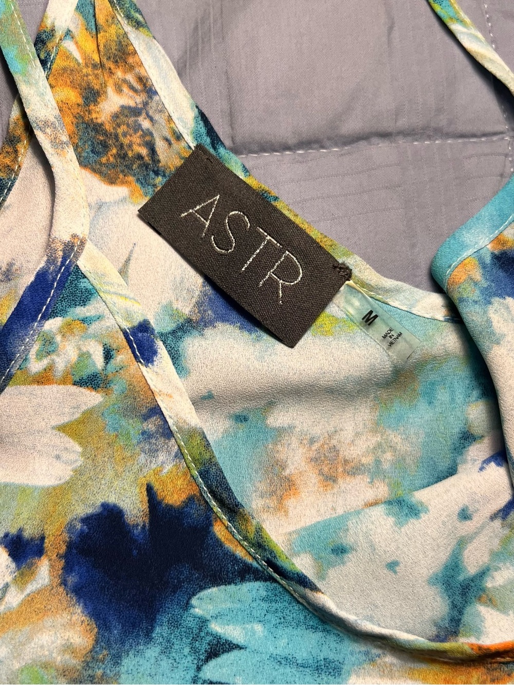 Astr Floral Flowy Tank in Blue, Teal & Orange - Picture 2 of 3